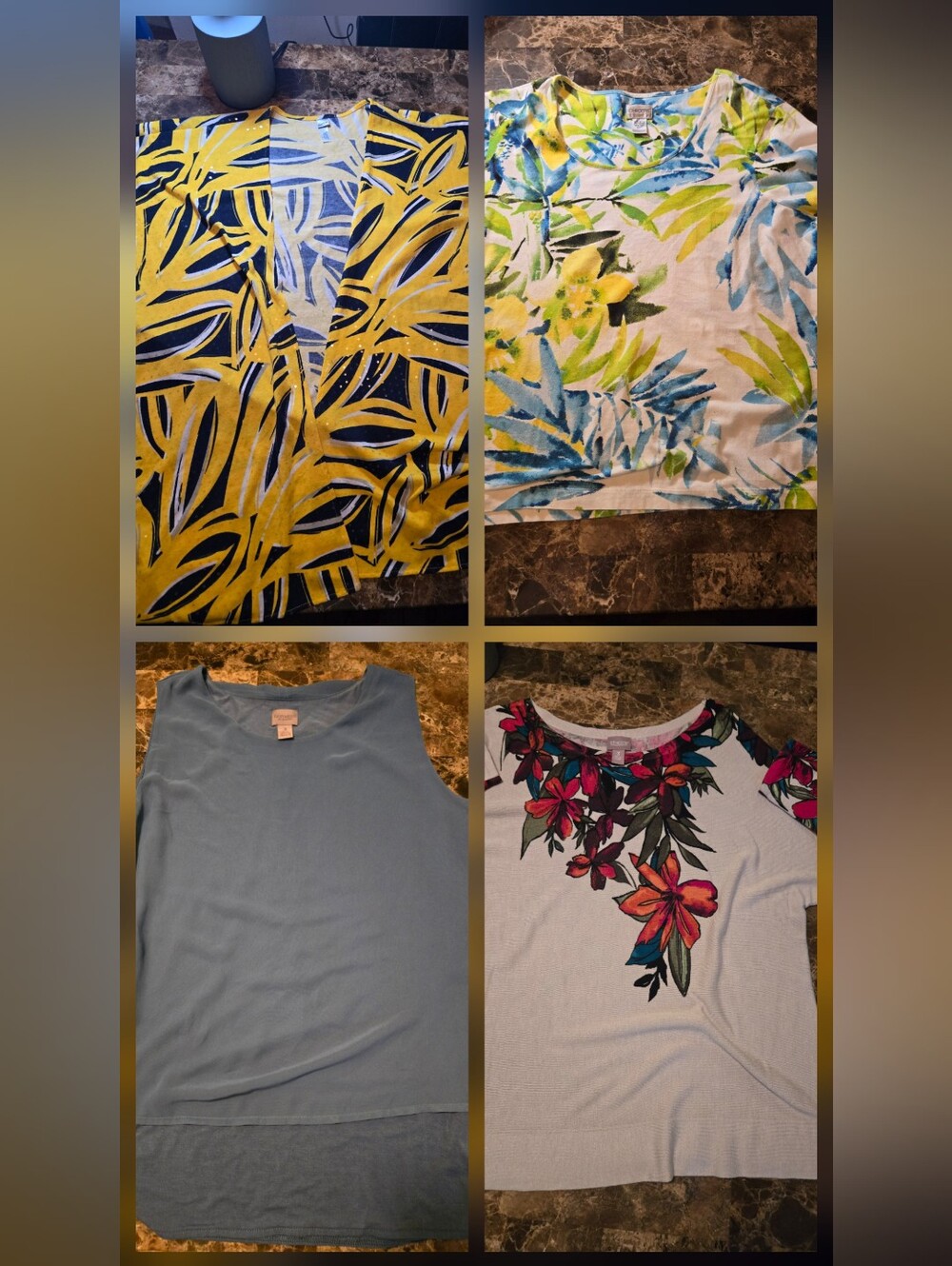 Lot of 4 Chico's Tops Chicos Size 3/trad 16. Sweater Sleeveless Top 3/4 Sleeve